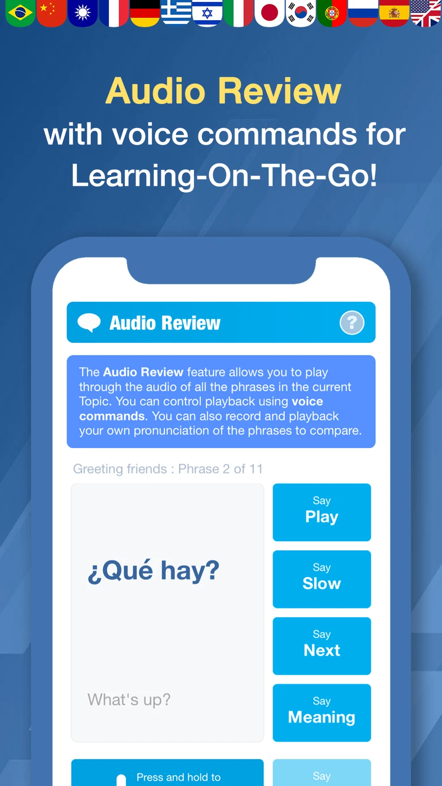 Spanish Audio Review with playback controls